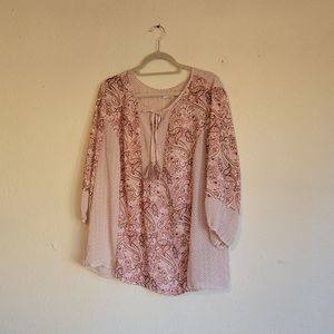 WESTPORT 1962 blause size 1X 3/4 sleeves keyhole color pink